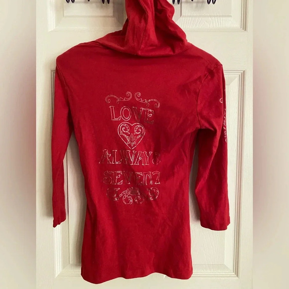 7 For All Mankind lightweight 3/4 sleeve hooded shirt - Picture 5 of 7